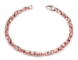 14k White & Rose Gold Handmade Fashion Link Bracelet 7.75" 5mm 15.3 grams