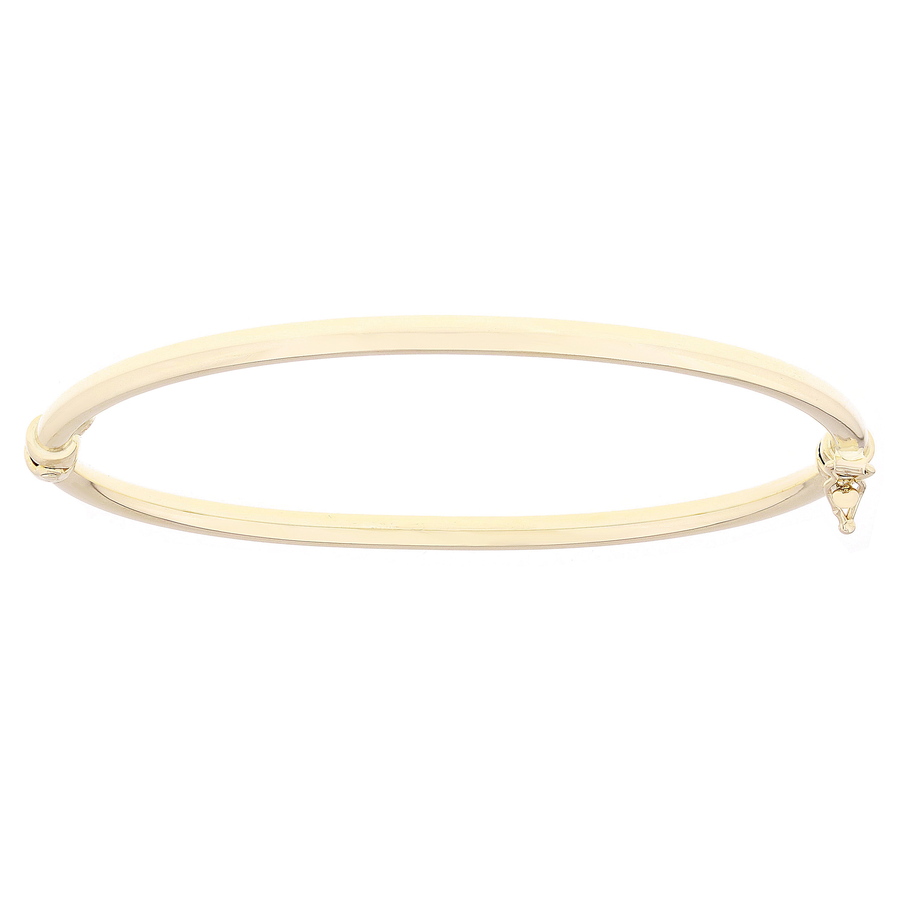 Italian 14k Yellow Gold Polished Hollow Tube Oval Bangle Bracelet 3mm 7"