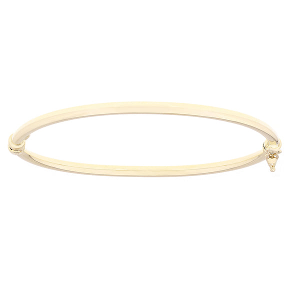 Italian 14k Yellow Gold Polished Hollow Tube Oval Bangle Bracelet 3mm 7