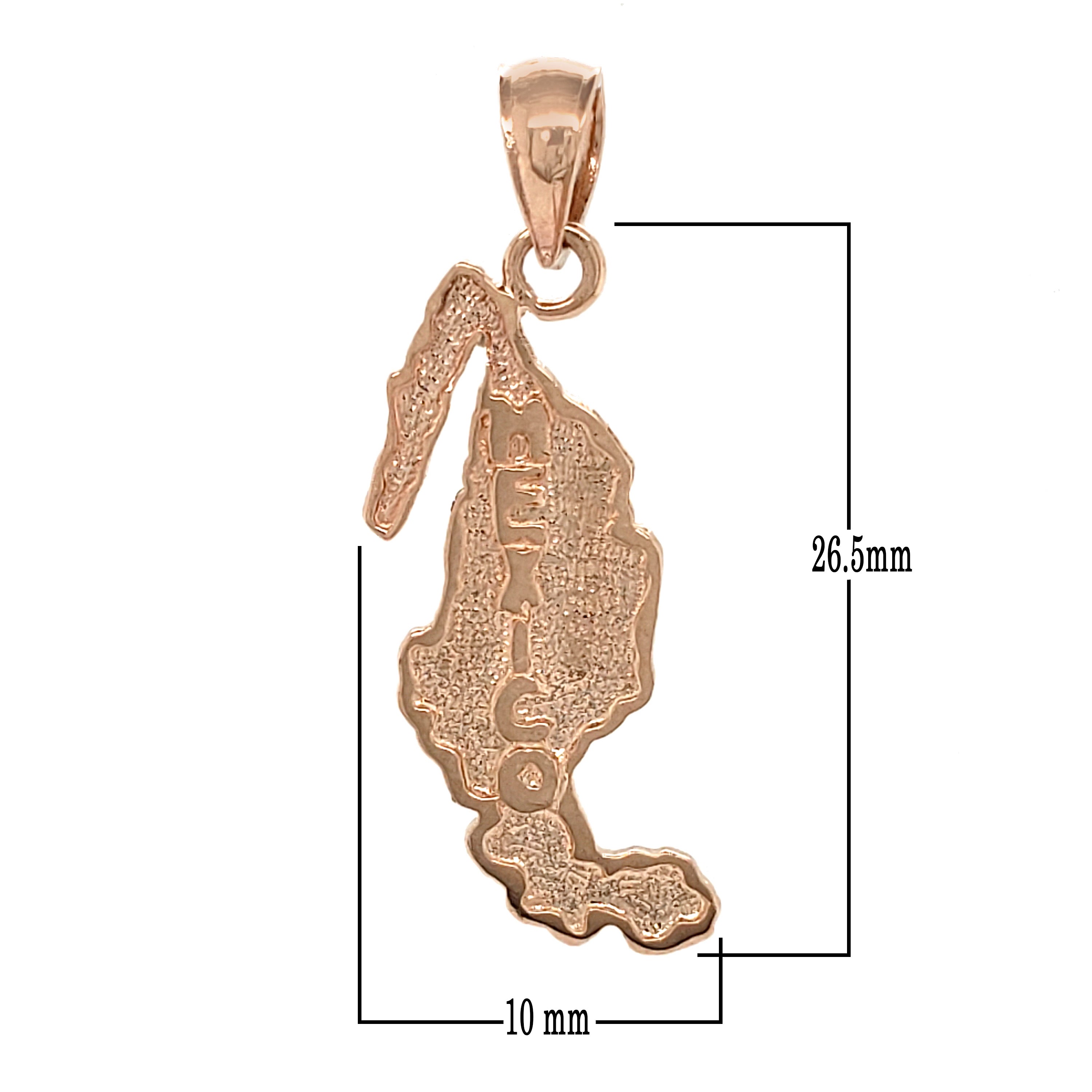 14k Rose Gold Mexico Charm Pendant Travel Souvenir Country Map 1.7 grams - Rose