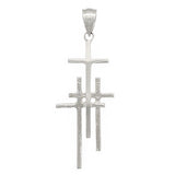 14k White Gold Solid Religious Calvary 3 Cross Charm Pendant 1.48" 2.1 grams - White