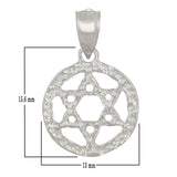 14k White Gold Solid Jewish Star of David Charm Pendant 1.2g - White