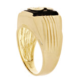 Men's 14k Yellow Gold Black Onyx Initial Letter S Ring Size 9 - 11.3 grams