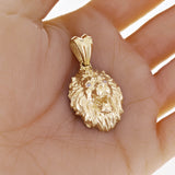 14k Yellow Gold 3D Lion Head Charm Pendant 1.8" with Diamond Eyes 12 grams - Medium 12 grams