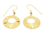 14k Two Tone Gold Hollow Round Shell Drop Dangle Earrings 1.5" 1.4 grams
