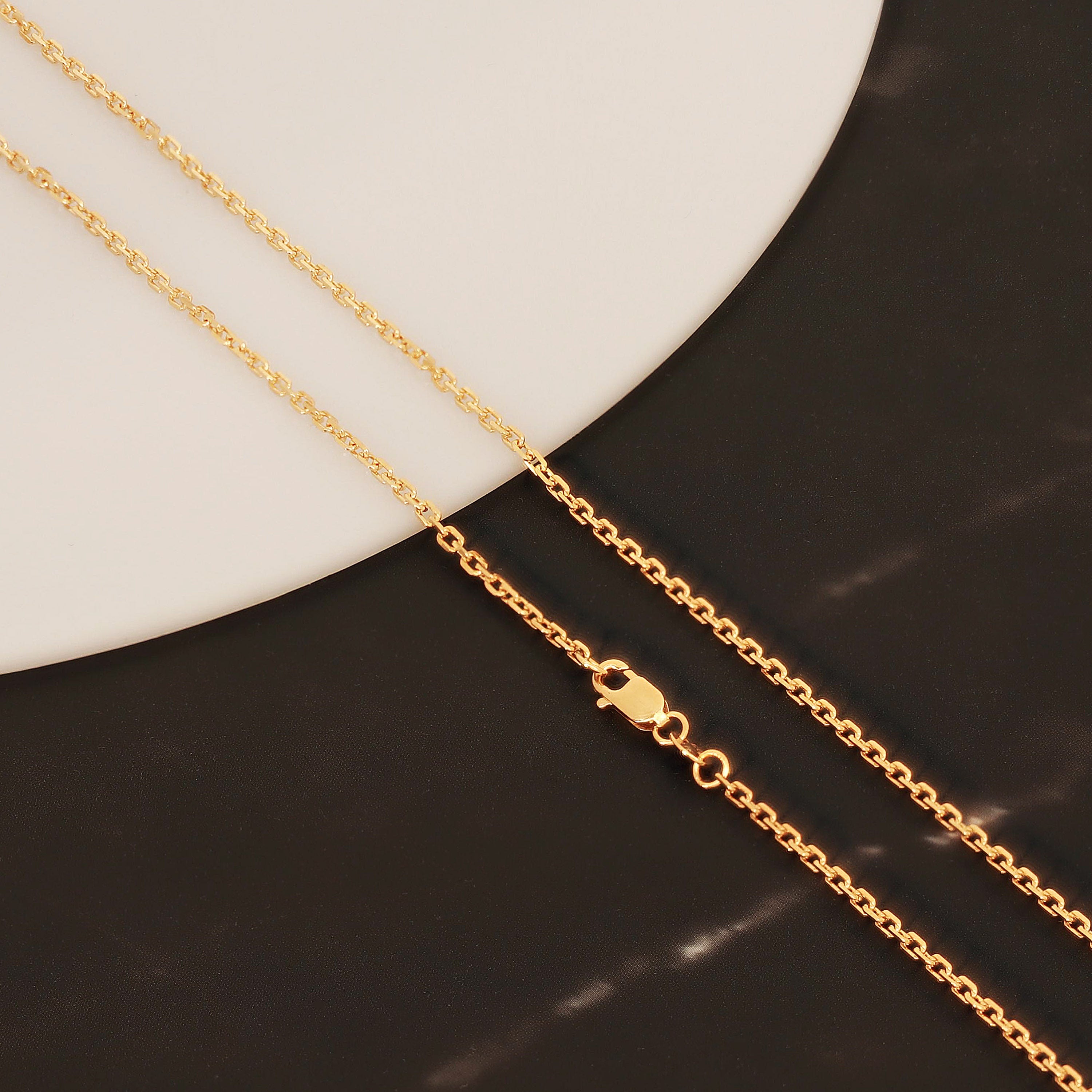 Italian 21k Yellow Gold Solid Anchor Chain Necklace 18" 2mm 7.1 grams - 18" 7.1 grams