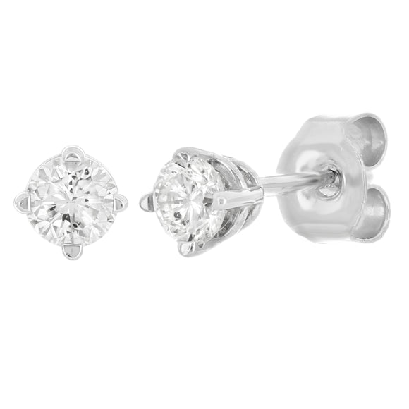 14k White Gold 0.33ctw Round Brilliant Diamond Classic Stud Earrings