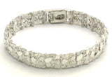 925 Sterling Silver Solid Nugget Bracelet Adjustable 8" 12.5mm 28.5 grams