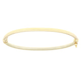 Italian 14k Yellow Gold Snare & Polished Hollow Tube Oval Bangle Bracelet 7" 3mm
