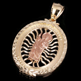 14k Yellow & Rose Gold St. Jude Thaddeus Oval Charm Pendant 1.5" 4.9 grams