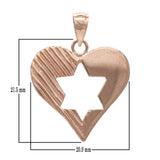 14k Rose Gold Jewish Star of David Heart Charm Pendant 2.5grams - Rose