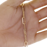 Italian 14k Yellow Gold Rolo & Paper Clip Link Bracelet 7.5" 6.2mm 3.7 grams
