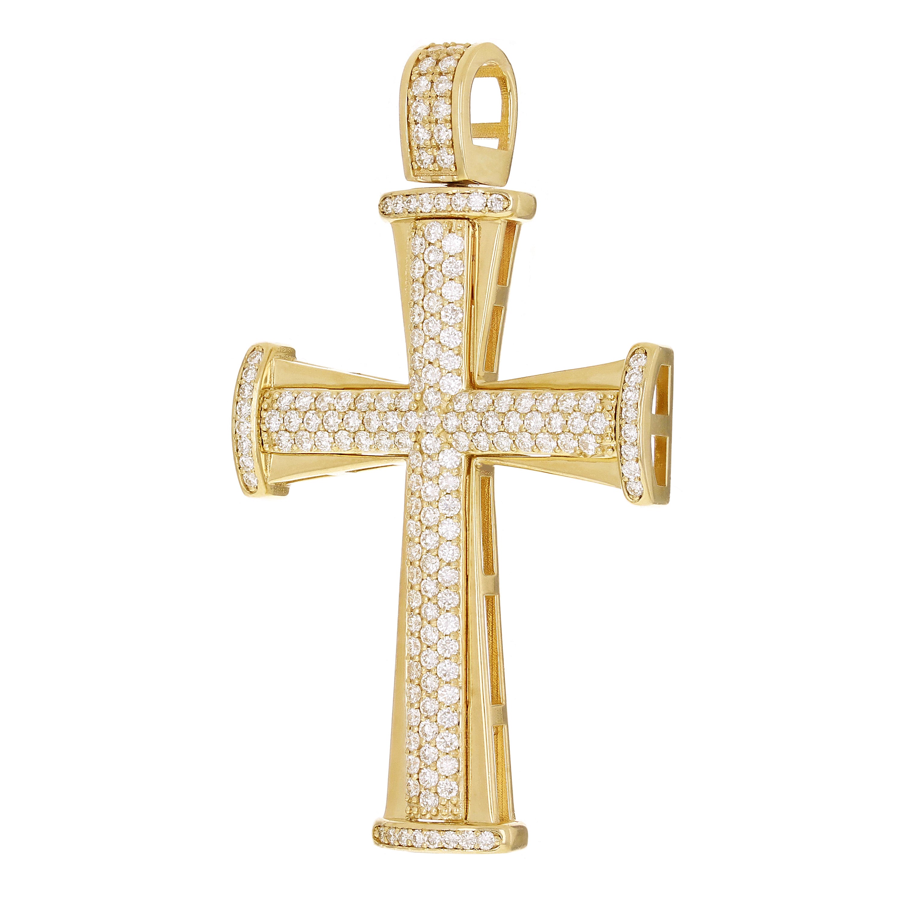 14k Yellow Gold 2.68ctw Diamond Big Cross Pendant 2.4" 20.7 grams