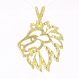 14k Yellow Gold Diamond Cut Lion Head Face Lion Charm Pendant 1.3" 2.9 grams - Yellow