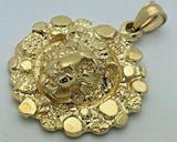 14k Yellow Gold Solid Nugget Lion Face Charm Pendant 6.5 grams