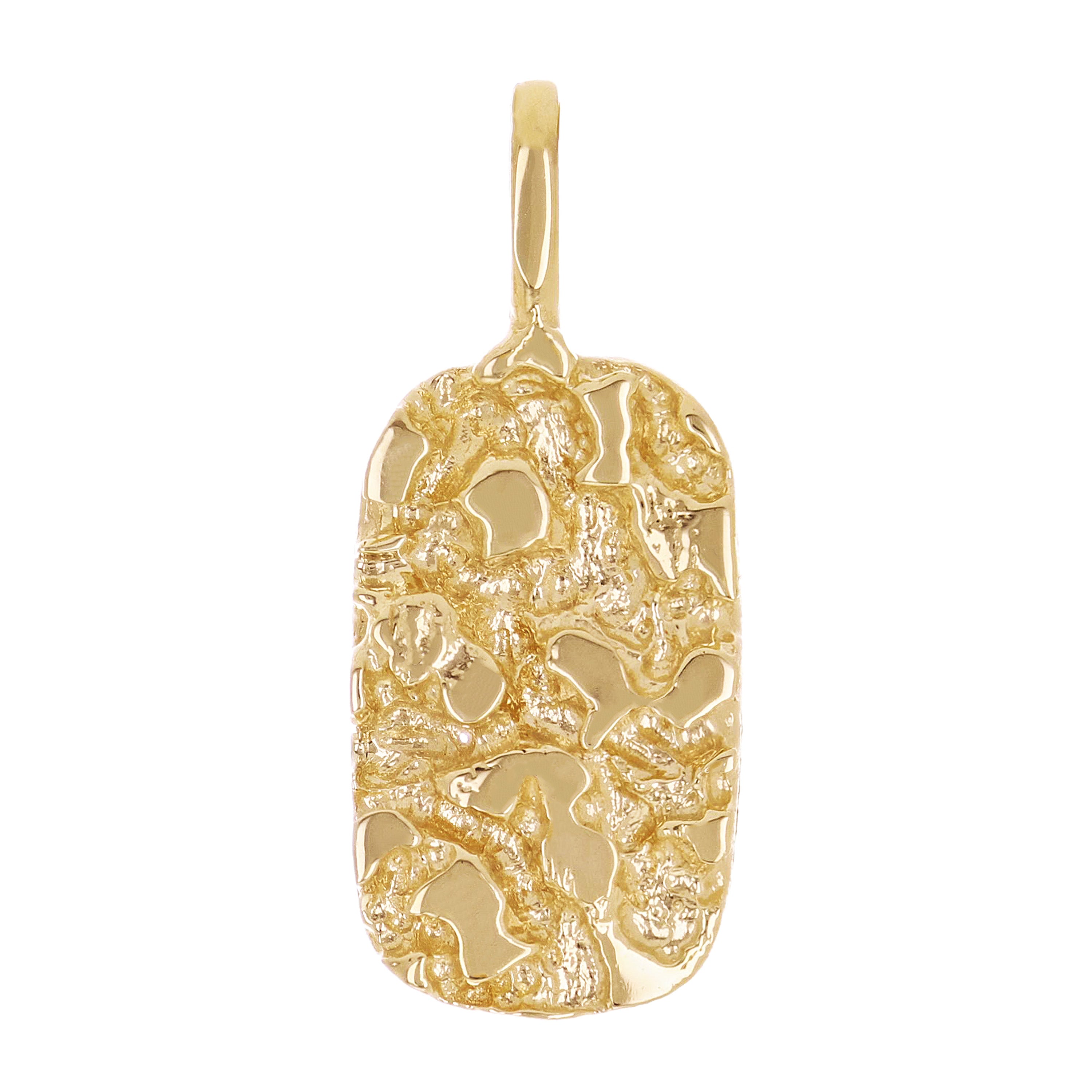 10k Yellow Gold Solid Chunky Rectangle Nugget Charm Pendant 1.2" 4.6 grams