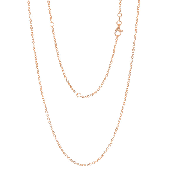 Italian 14k Rose Gold Rolo Chain Necklace Adjustable 16-20
