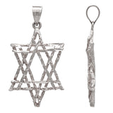 14k White Gold Diamond Cut Jewish Star of David Charm Pendant 1.8 grams - White