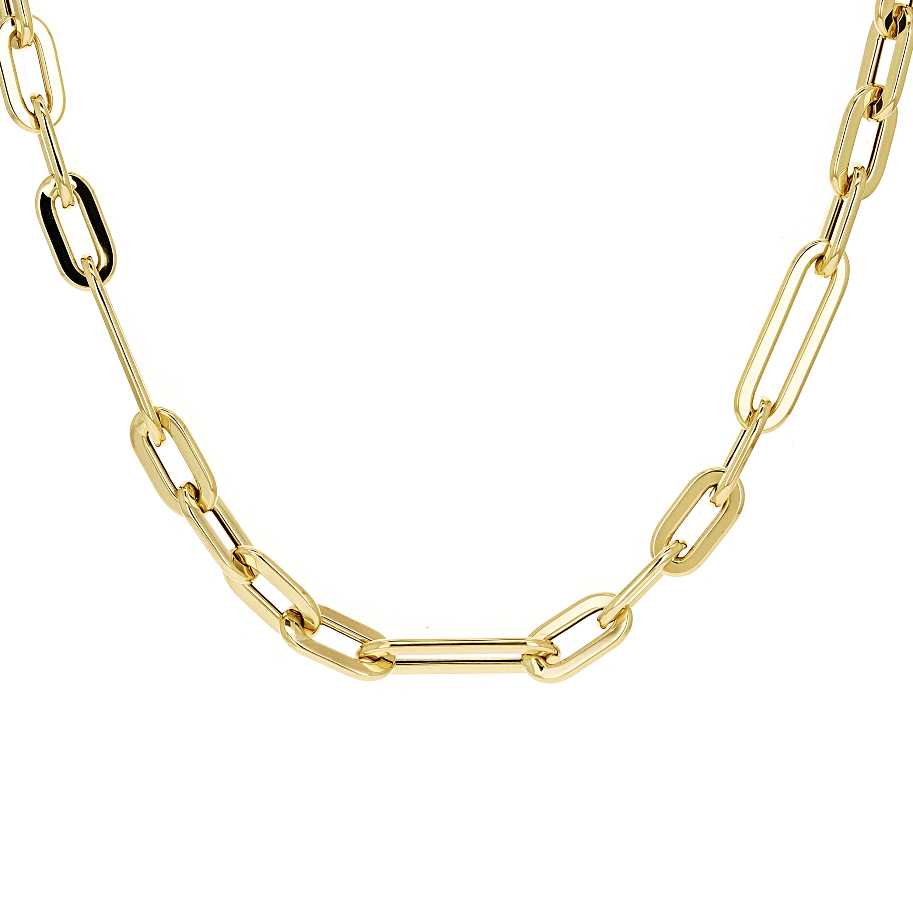 Italian 14k Yellow Gold Paper Clip Link Chain Necklace 18" 6.4mm 10 grams