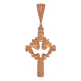 14k Rose Gold Dove Cross Charm Pendant 1.25" 1.4 grams