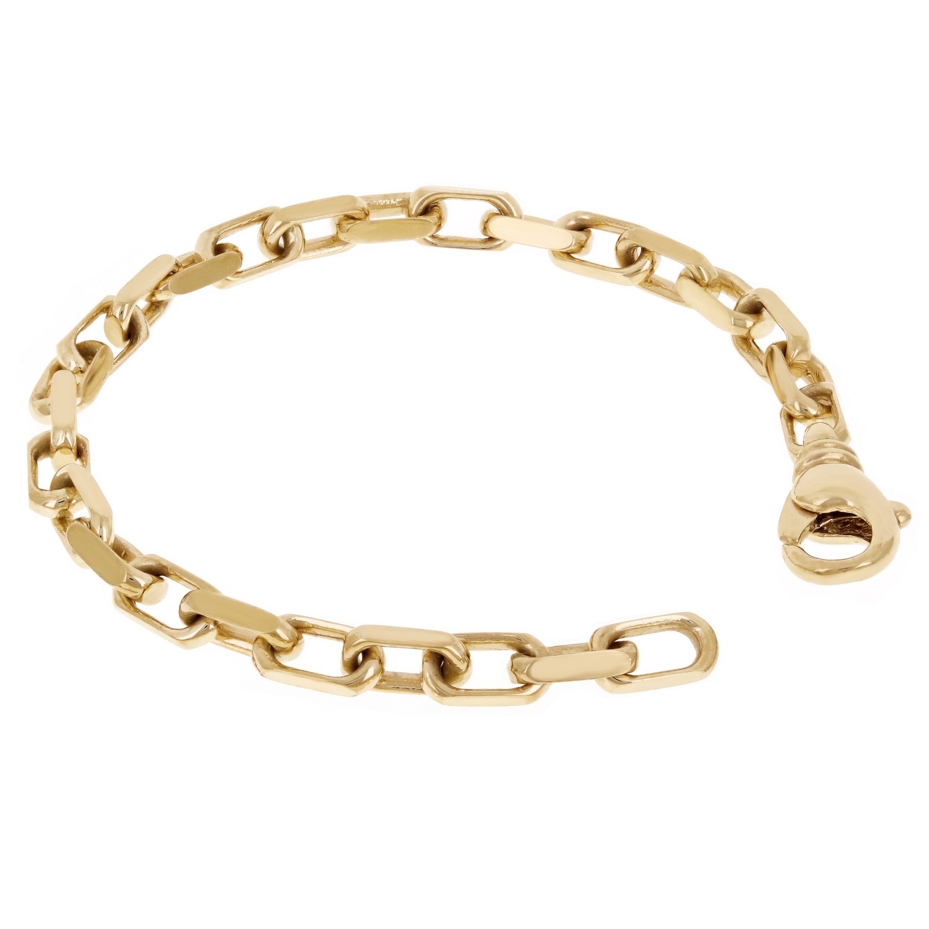 10k Yellow Gold Solid Handmade Rectangle Link Chain Bracelet 7" 5mm 13 grams - 7" 13 grams