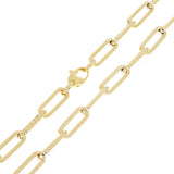 14k Yellow Gold Hollow High Polished&Textured Paper Clip Link Necklace 18" 5.7mm