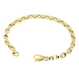 Italian 14k Yellow Gold Hollow Oval Link Chain Bracelet 8" 5.5mm 4.8gram
