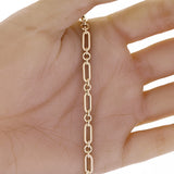 Italian 14k Yellow Gold Round & Twist Paper Clip Link Bracelet 7.5" 2.6 grams