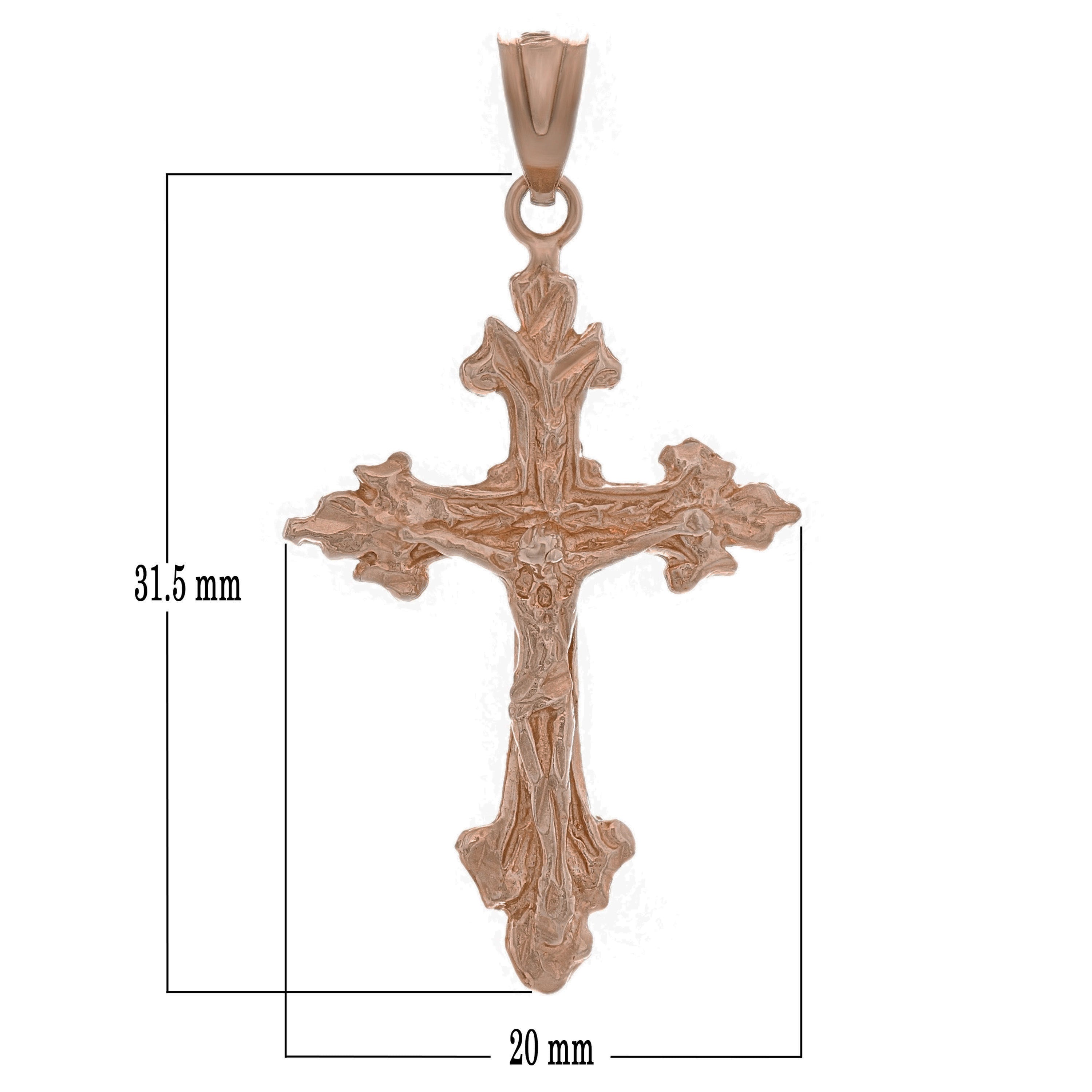 14k Rose Gold Filigree Jesus Christ Crucifix Cross Charm Pendant 1.4" 2.3 grams - Rose
