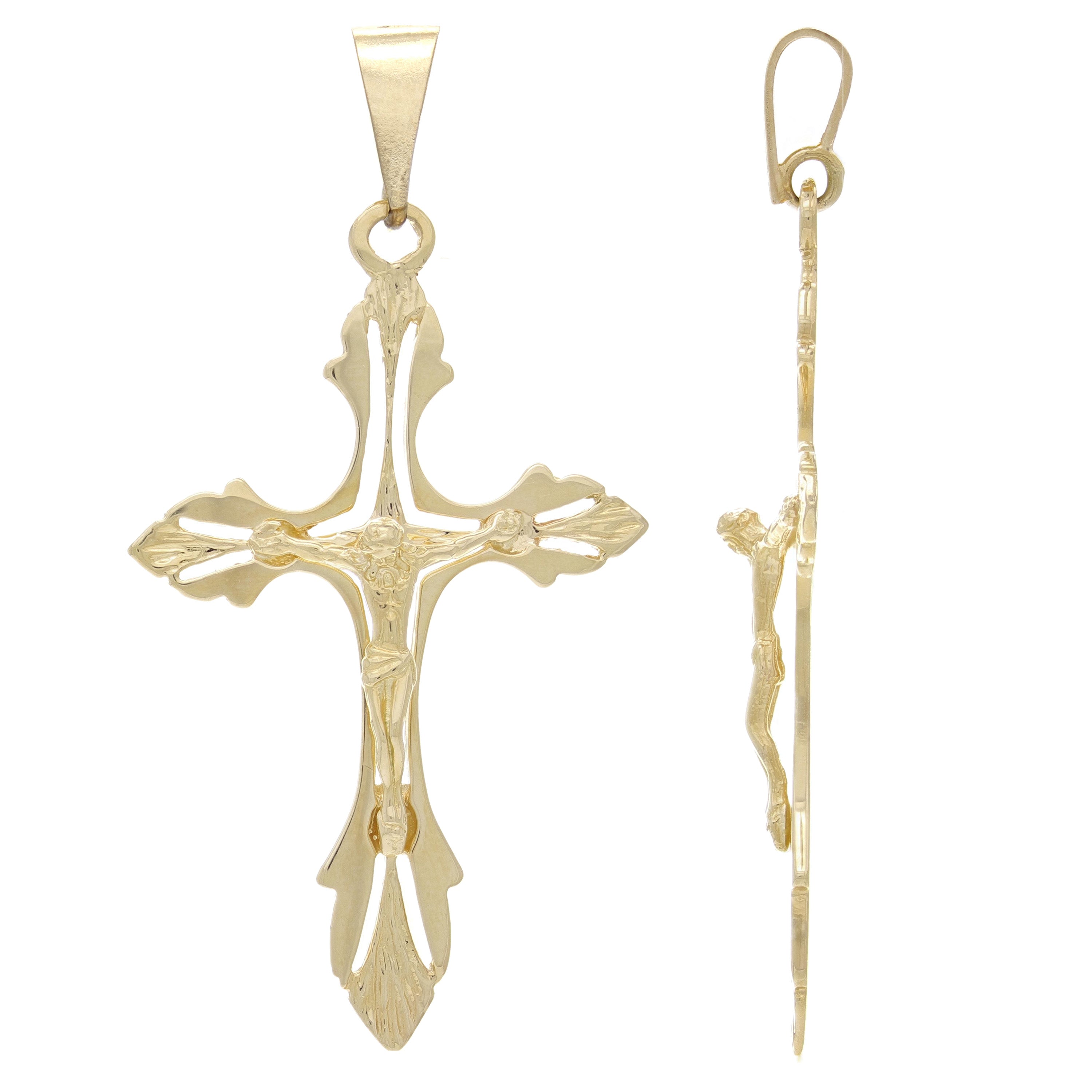 14k Yellow Gold Jesus Christ Crucifix Religious Cross Charm Pendant 6.2 grams - Yellow