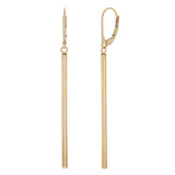 Italian 14k Yellow Gold Vertical Tube Dangle Drop Earrings 2.3" 2.5mm 1.8 grams - Tube Dangle 2.3"