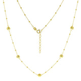 Italian 14k Yellow Gold Ball Beads Station Necklace 18" 4.9mm 2.2 grams