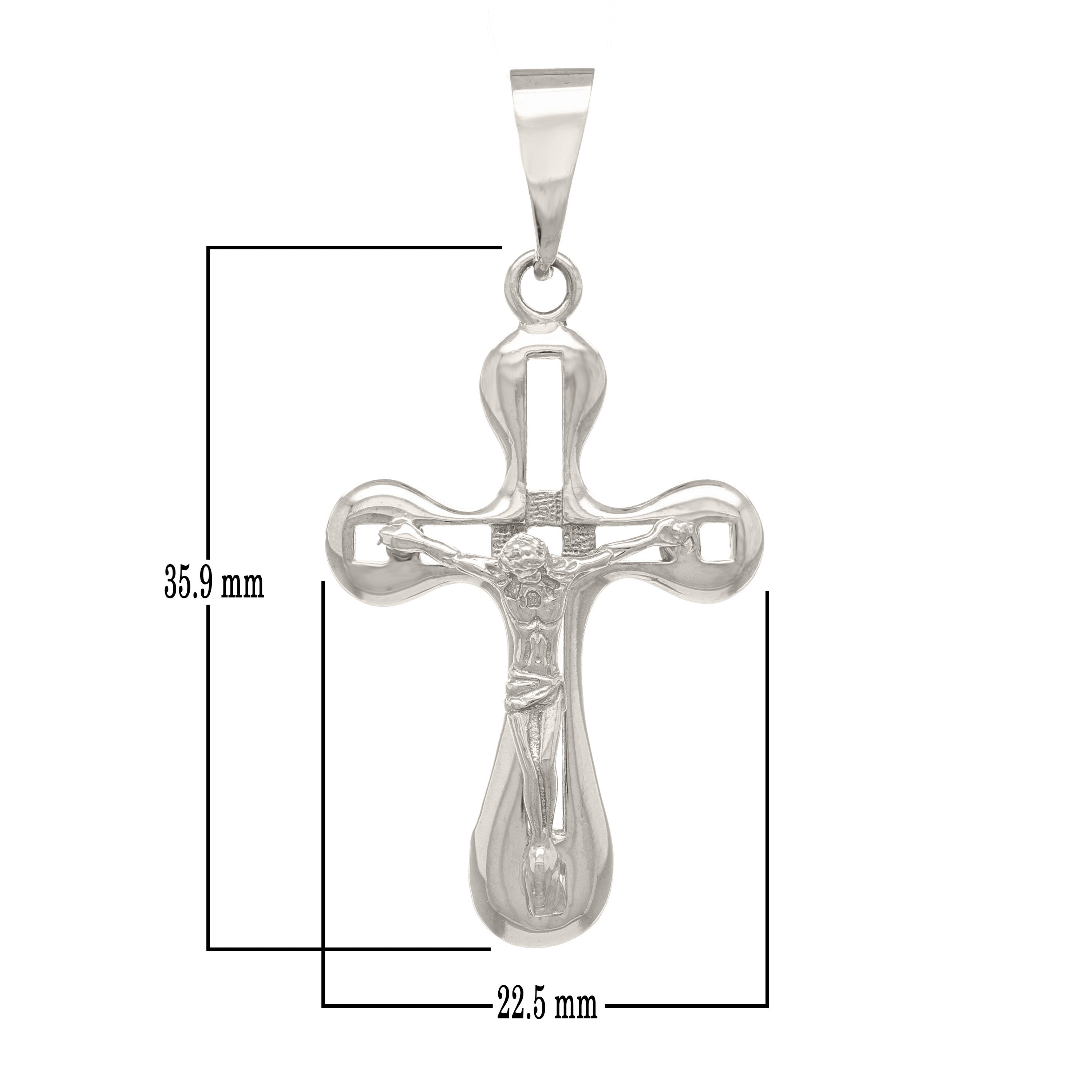 14k White Gold Jesus Christ Crucifix Religious Cross Charm Pendant 3.3 grams