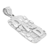 14k White Gold Solid DAD Nugget Pendant Rectangle Charm 1.1" - 2.5 grams - White