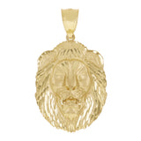 14k Yellow Gold Solid Diamond Cut Roaring Lion Head Face Pendant 1.8" 5.2 grams - Medium