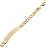 14k Yellow Gold Solid Pave Curb Cuban Link Chain ID Bracelet 7" 10.5mm 19.8 grams - 7" 19.8 grams