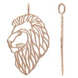 14k Rose Gold Solid Lion Head Lion Face Charm Pendant 1.65" 3 grams - Rose