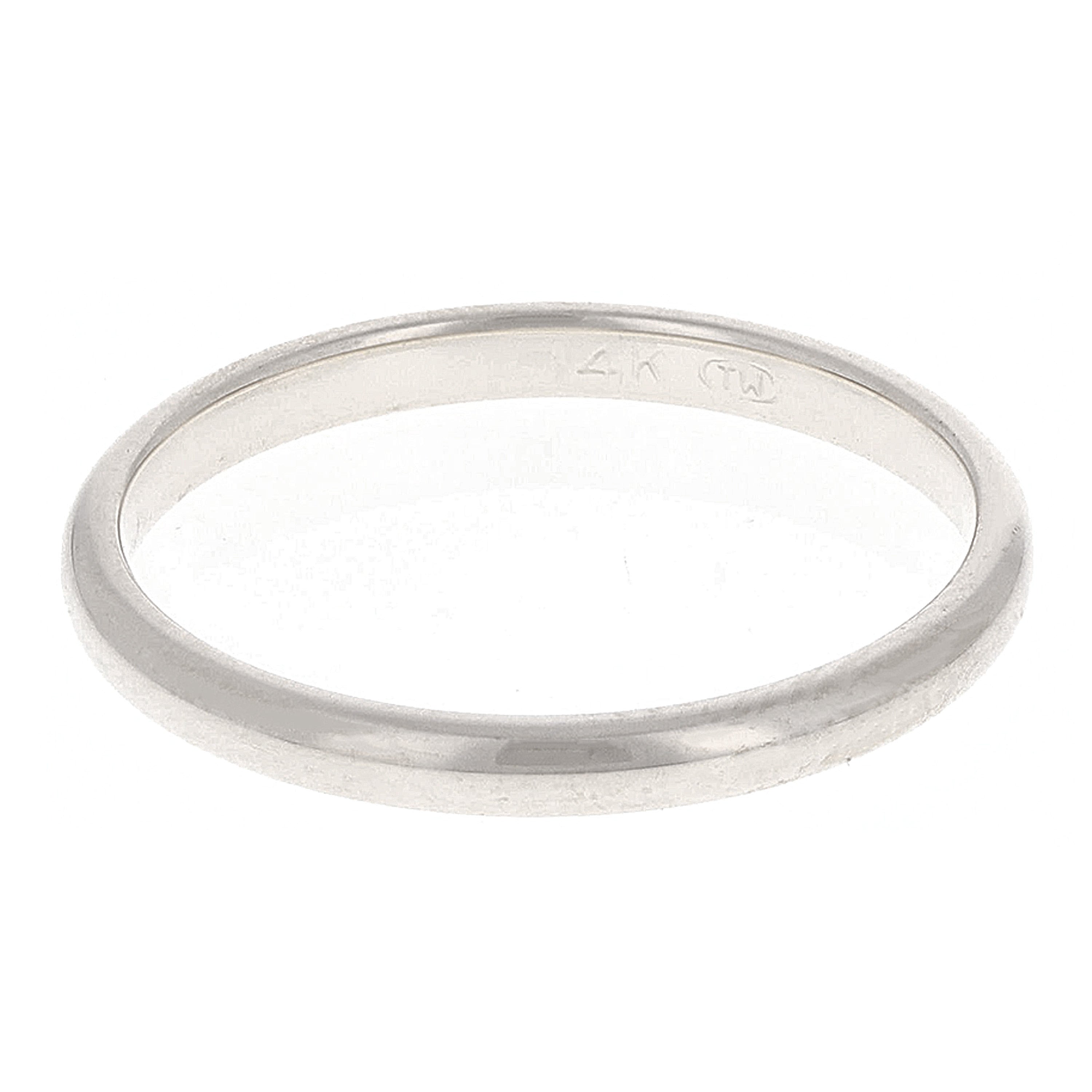 14k White Gold Comfort Fit Plain Wedding Band Ring 2mm Size 5 - White,2mm Ring Size 5