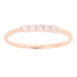 14k Rose Gold 0.15ctw Diamond 4-Stone Slim Beaded Stackable Ring Band Size 6.5 - Rose