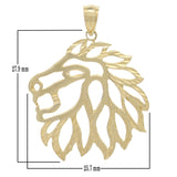 14k Yellow Gold Diamond Cut Lion Head Face Lion Charm Pendant 1.3" 2.9 grams - Yellow