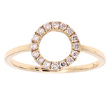 14k Yellow Gold Open Circle Natural Diamond Ring Size 6 - Yellow