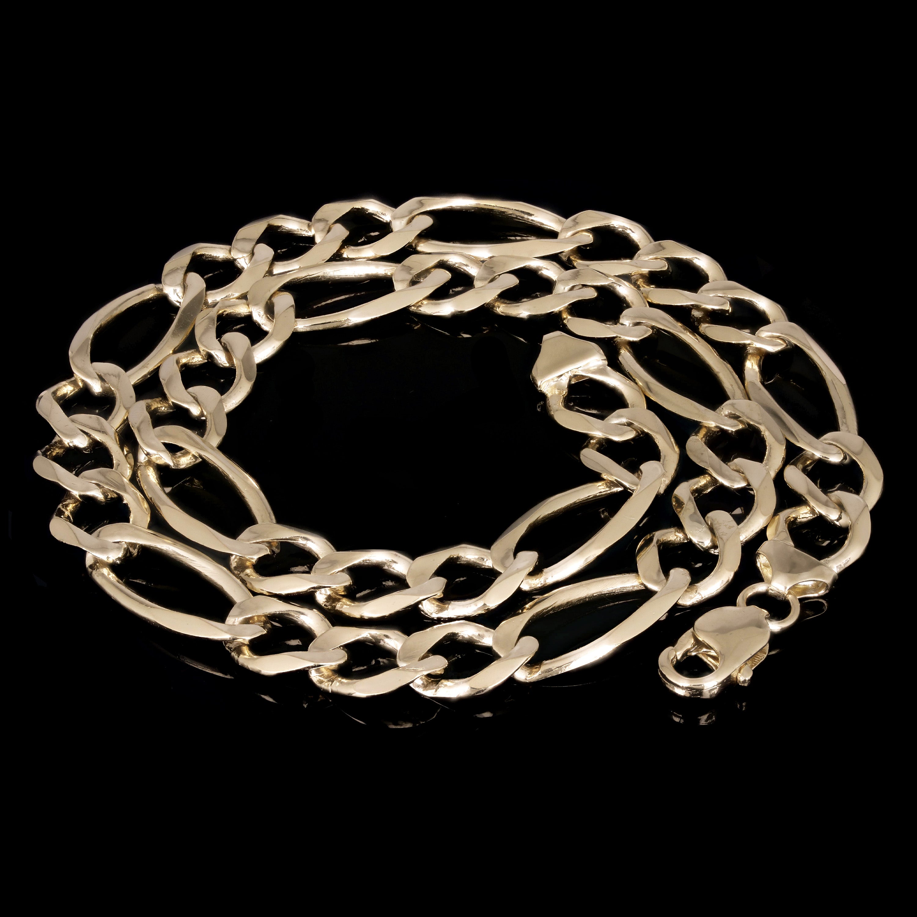 Men's 14k Yellow Gold Solid Figaro Link Chain Necklace 20" 11.25mm 60 grams - 20"