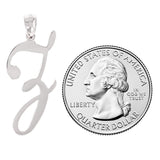 14k White Gold Initial Letter Z Alphabet Charm Pendant - Letter Z,White