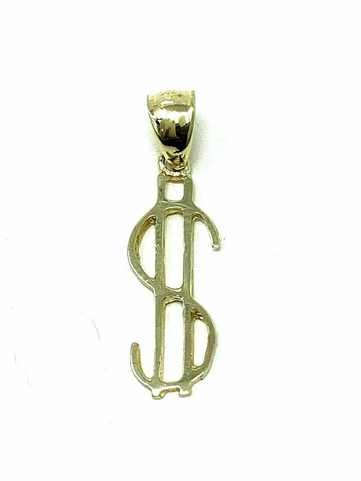 14k Yellow Gold Dollar Sign $ Money Charm Pendant 0.6 gram