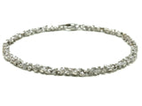 14k White Gold Nugget Bracelet 8" 4mm 10.5 grams - White,8"