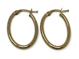 Italian 14k Brown Gold U Shaped Oval Hoop Earrings 1" 1.2 grams