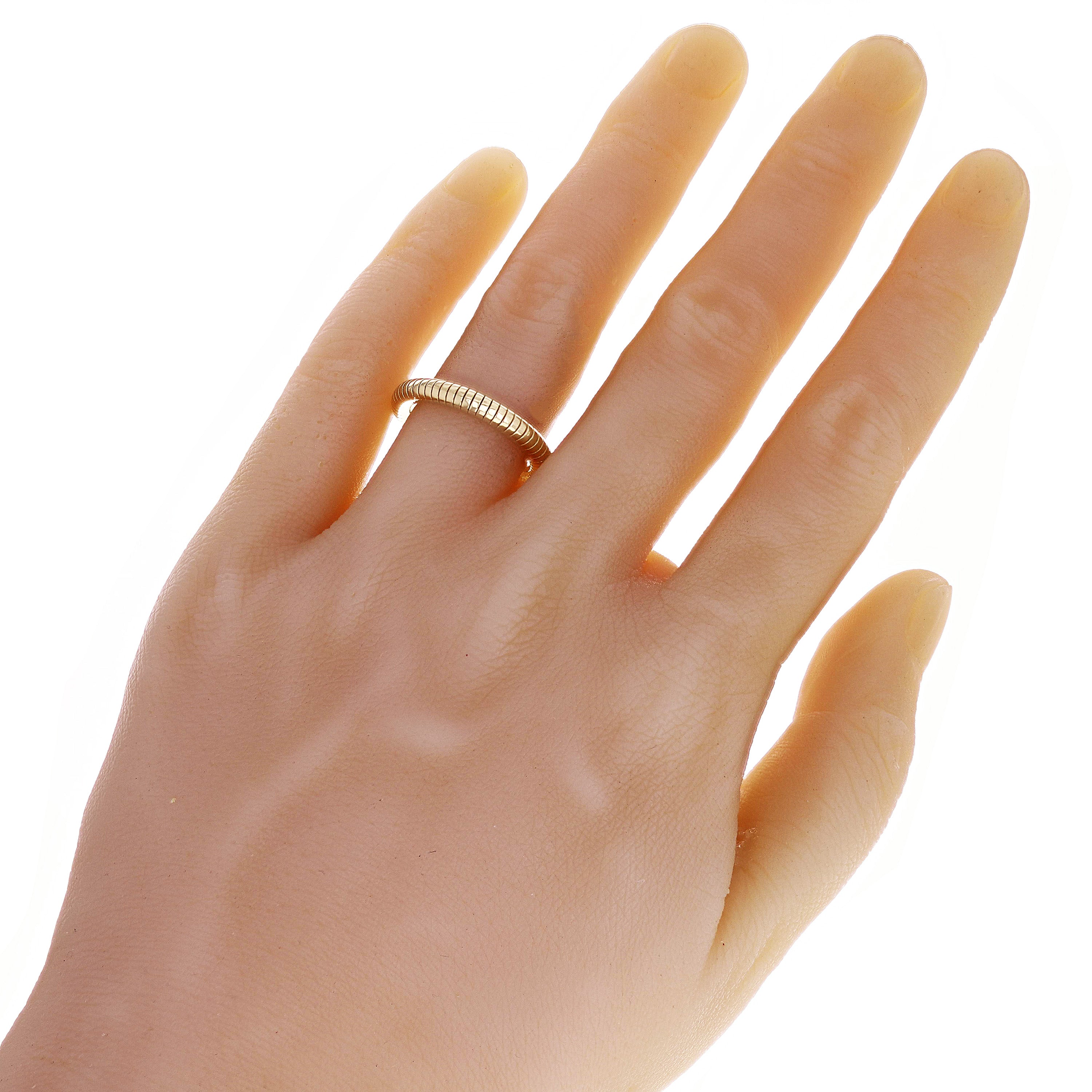 14k Yellow Gold Round Omega Style Ring Round Sliced Ring Size 7.75 - 3.4mm 4.3g