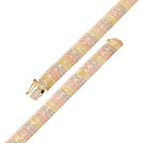 Italian 14k Tri-Color Gold Diamond Cut XOXO Omega Bangle Bracelet 7" 8.8mm 16.5g