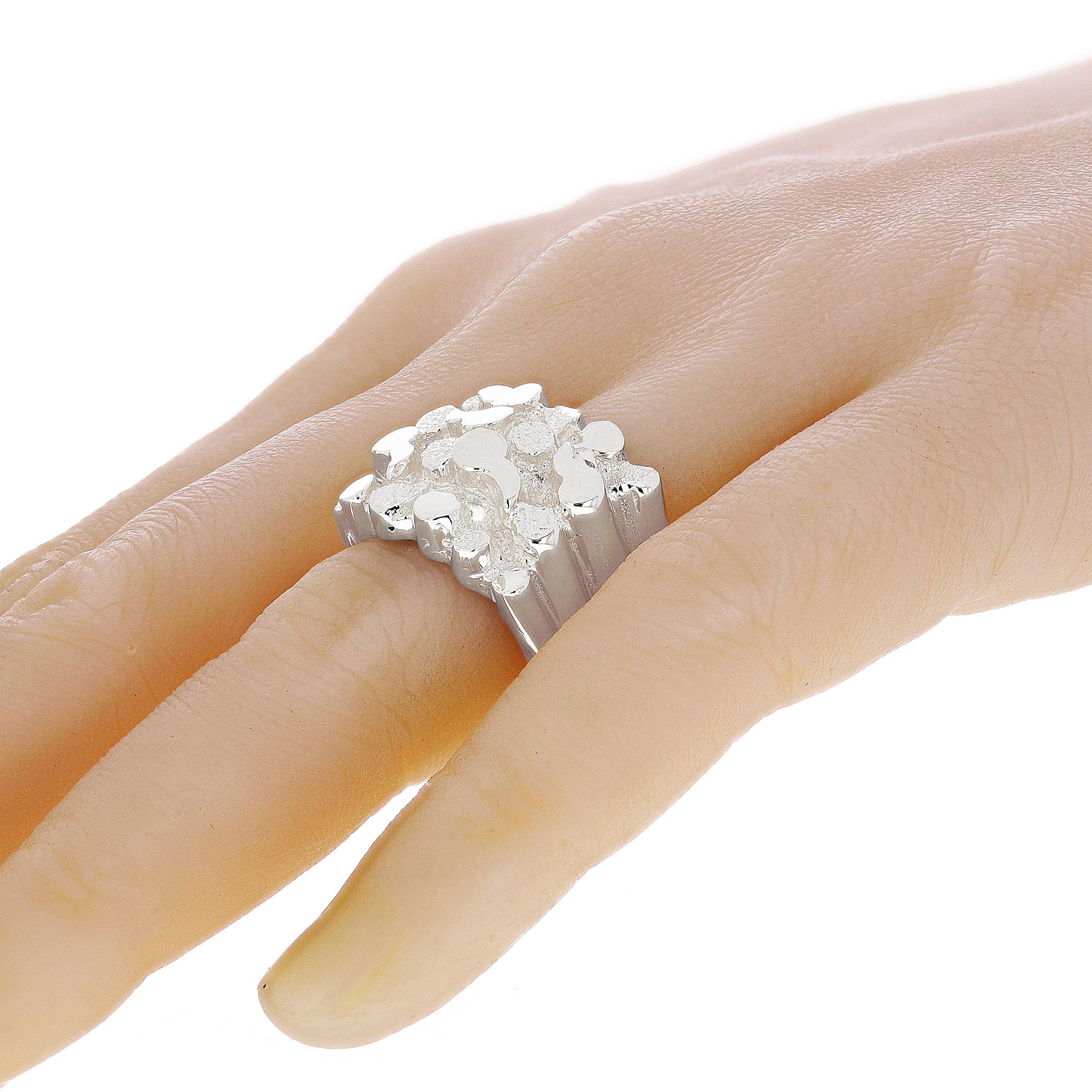 925 Sterling Silver Solid Heavy Nugget Style Ring Size 9 - Ring Size 9