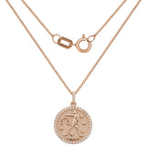 14k Rose Gold  Diamond Zodiac Sign Libra Pendant Necklace 18" - Libra,Rose